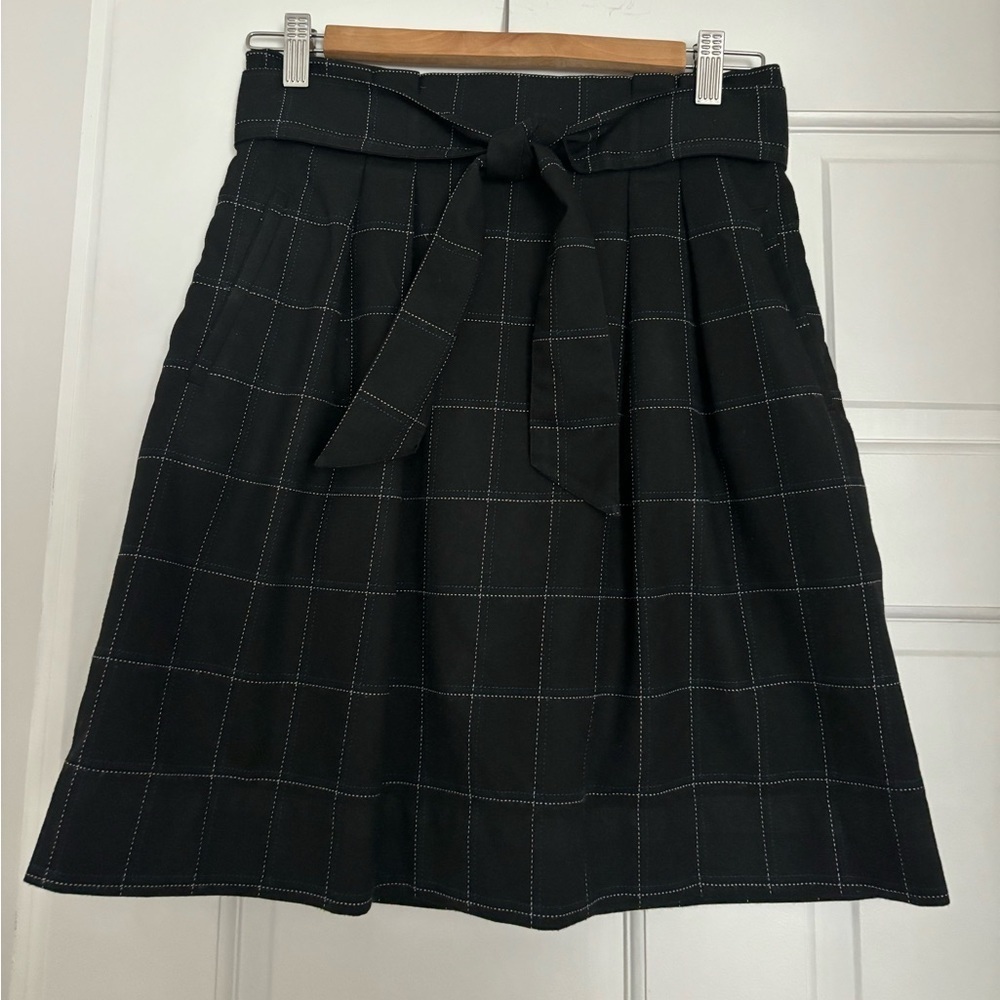 H&M Black Checkered Skirt with Tie Belt